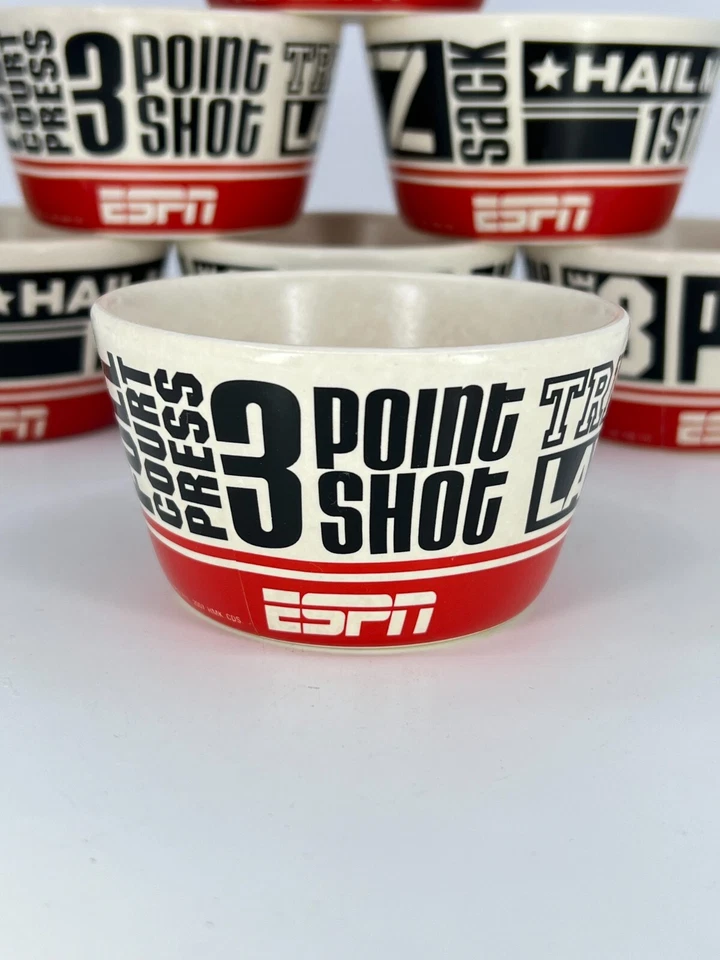 7 tigelas de cerâmica ESPN Hallmark Super Bowl tigelas de mergulho tema futebol pretzel - Imagem 3 de 4