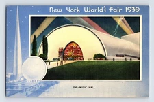 Postcard New York City NY NYC World Fair Music Hall 1939 Linen Unposted