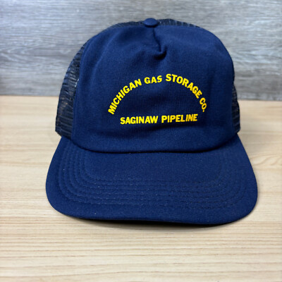 #ad Vintage Michigan Hat Cap Snap Back Blue Gas Storage Co Saginaw Pipeline USA Made $22.91
