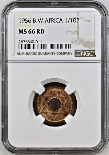 British West Africa - 1956 1/10 Penny in NGC MS 66 RD