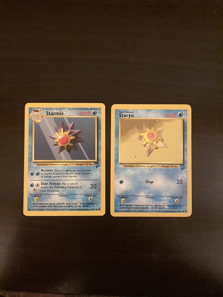 Starmie 94/130 - Staryu 95/130 - Base Set 2 Pokemon Card Mint WotC