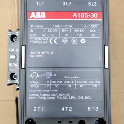 New In Box ABB A185-30 A185-30-11 AC Contactor 24V、110V、220-230V US Free TAX