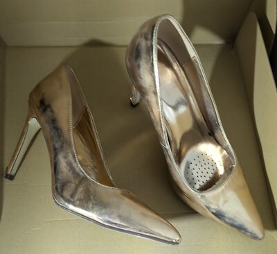 spitze High Heel Büro Pumps -rotgold - 10,5 cm Absatz EU40  - viel getragen