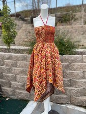 10 Pc Lot Handmade Hippie Sundress Recycled Indian Women Vintage Silk Sari Dress
