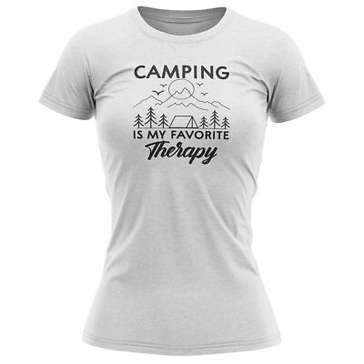 T-Shirt für Frauen Camper Camping ist meine Lieblingstherapie Damen Tee Geschenke Mama
