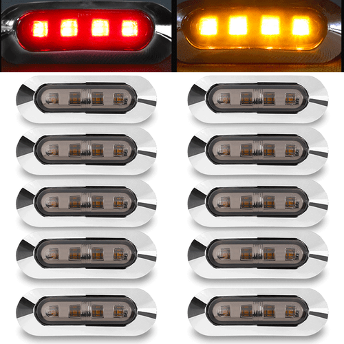 Set Of 20 Red + Amber LED Side Marker Clearance Lights Trailer Truck Pickup Ship - Foto 6