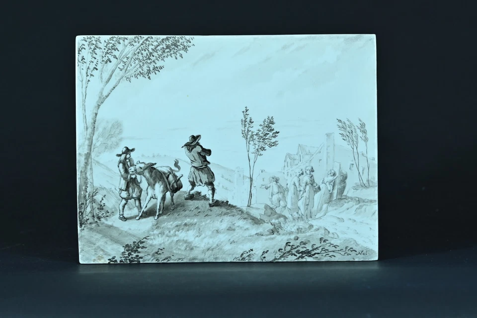 Ancien tableau plaque peinte porcelaine Fable de La Fontaine  Gustave  Doré 19e - Photo 3/4