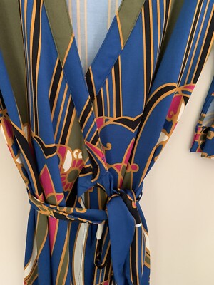 Julie Brown Print Wrap Dress Small Petite | eBay