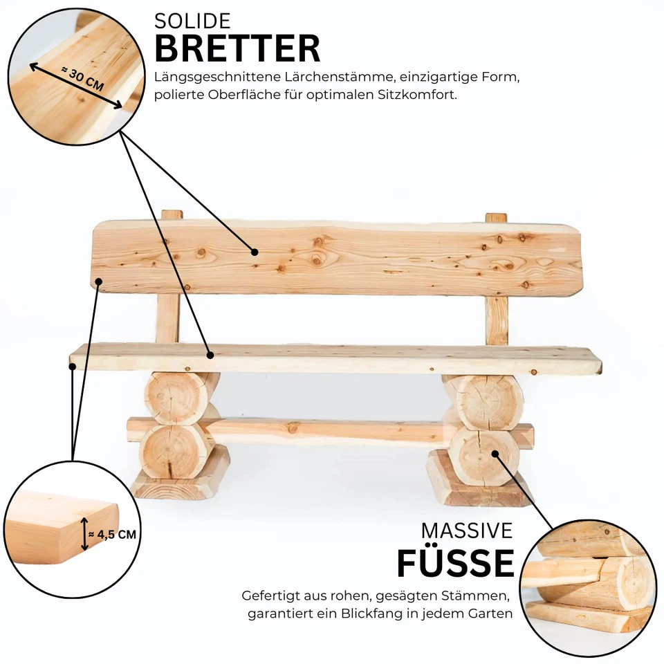 Massive Gartengarnitur Rustikal Sitzgruppe Naturbelassene Lärche Holz Sitzgruppe - Bild 4 von 4