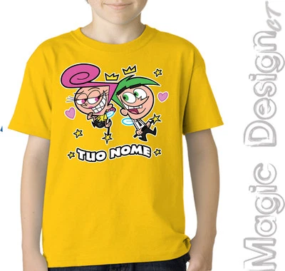 JHK O FRUIT OF THE LOOM DUE FANTAGENITORI THE FAIRLY ODD PARENTS T-SHIRT CARTONI ANIMATI TUTTE LE TAGLIE