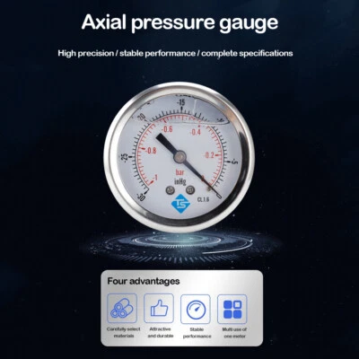 MARKENLOS Axial Öl Einspritzung Vakuum Edelstahl Manometer Hydraulic Barometer Hochpräzise