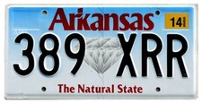 Arkansas License Plate Diamond (RANDOM PLATE# SEE DESC)