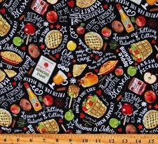 Cotton Harvest Treats & Words Food Seasonal Autumn Fabric Print by Yard D514.57