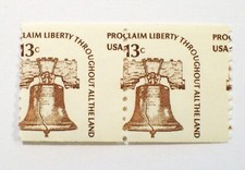 1975 US Liberty Bell Pair, 13c, Scott #1618 Misperf Error, MNH