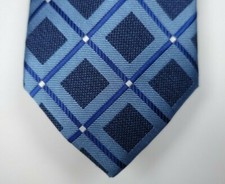 PERRY ELLIS PORTFOLIO Navy Blue Hendry Grid Diamond Neck Tie NEW MSRP 55