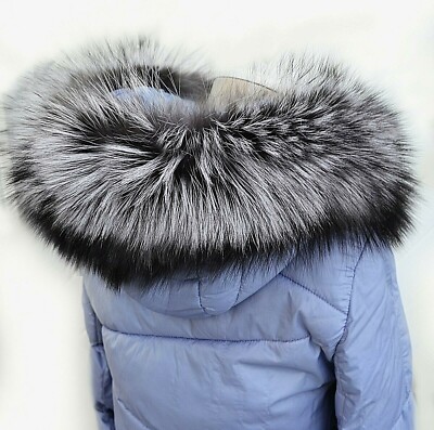Genuine Fox Trimmed Hood BY ORDER XL Double Real Fox Fur (tail) Trim Hood, Fur Collar  main image 2