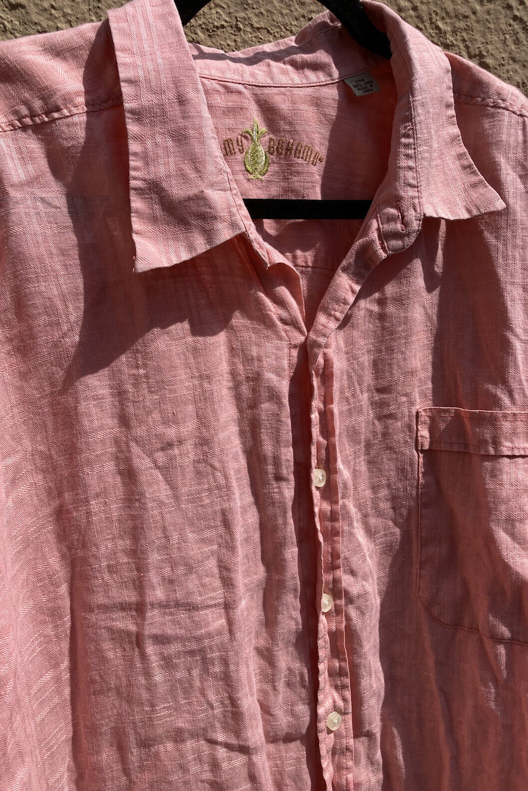 Men's Tommy Bahama Pink Linen Button-Down Shirt 2… - image 11