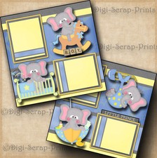 BABY BOY 2 premade scrapbook pages layout scrapbooking paper DIGISCRAP A0030