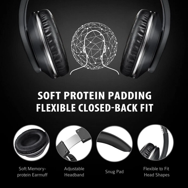 SELECTEC 901 Bluetooth Headphones Over Ear Wireless Wired Fordable Headset SB49  - Image 3 of 4