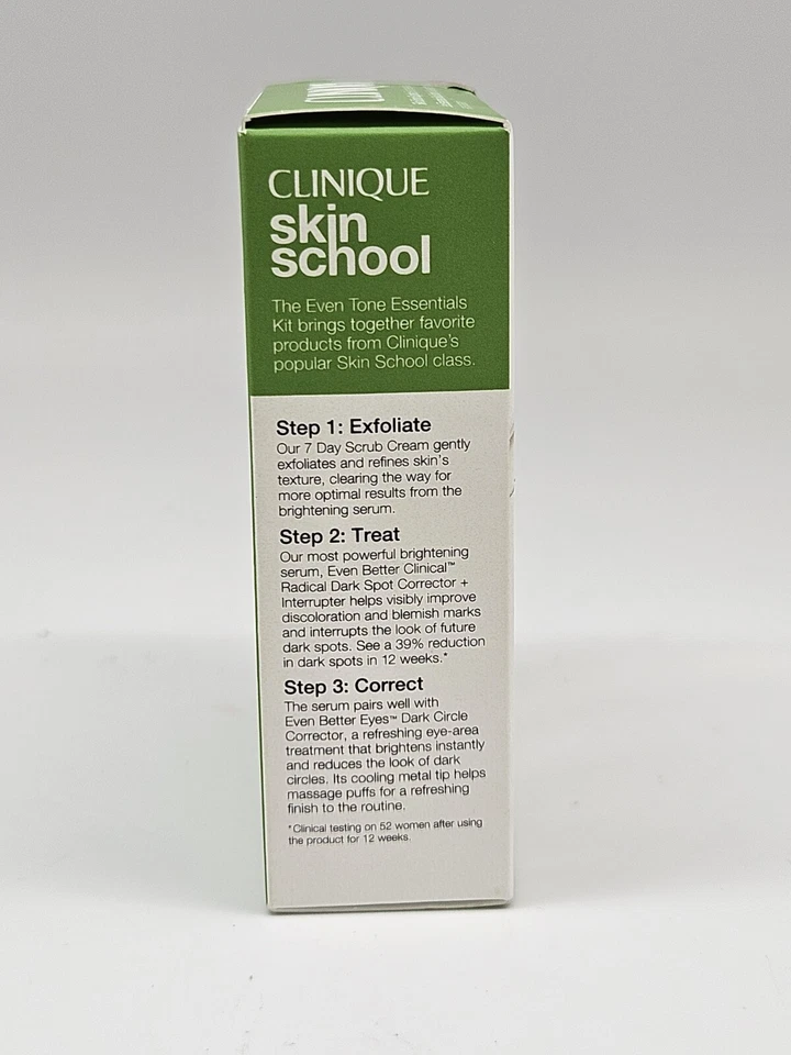 3 PK CLINIQUE SKIN SCHOOL Gift Set Brightening Serum + Scrub Cream + Eye Cream - Image 3 of 4