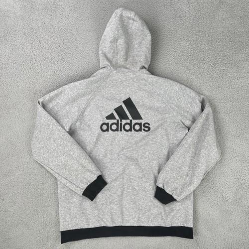 Adidas Reversible Windbreaker Track Jacket Men XL Black Grey Three Stripe Hooded - Picture 6 of 24