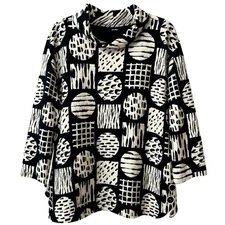Ali Miles 3X Black White Geometric Print Cowl Neck Tunic Top NEW