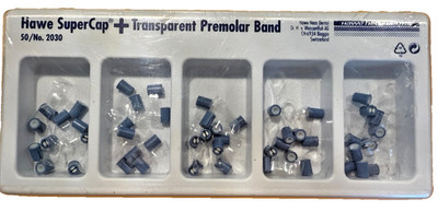 HAWE SUPERCAP + TRANSPARENT PREMOLAR BAND 50 UNITS. for SUPERMAT