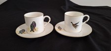 Royal Worcester Bone China Coffee Cups & Saucers – Birds Design – England