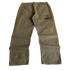 Vintage Y2K Solo Semore Jeans Khaki Baggy Skater Wide Leg Size 38x30