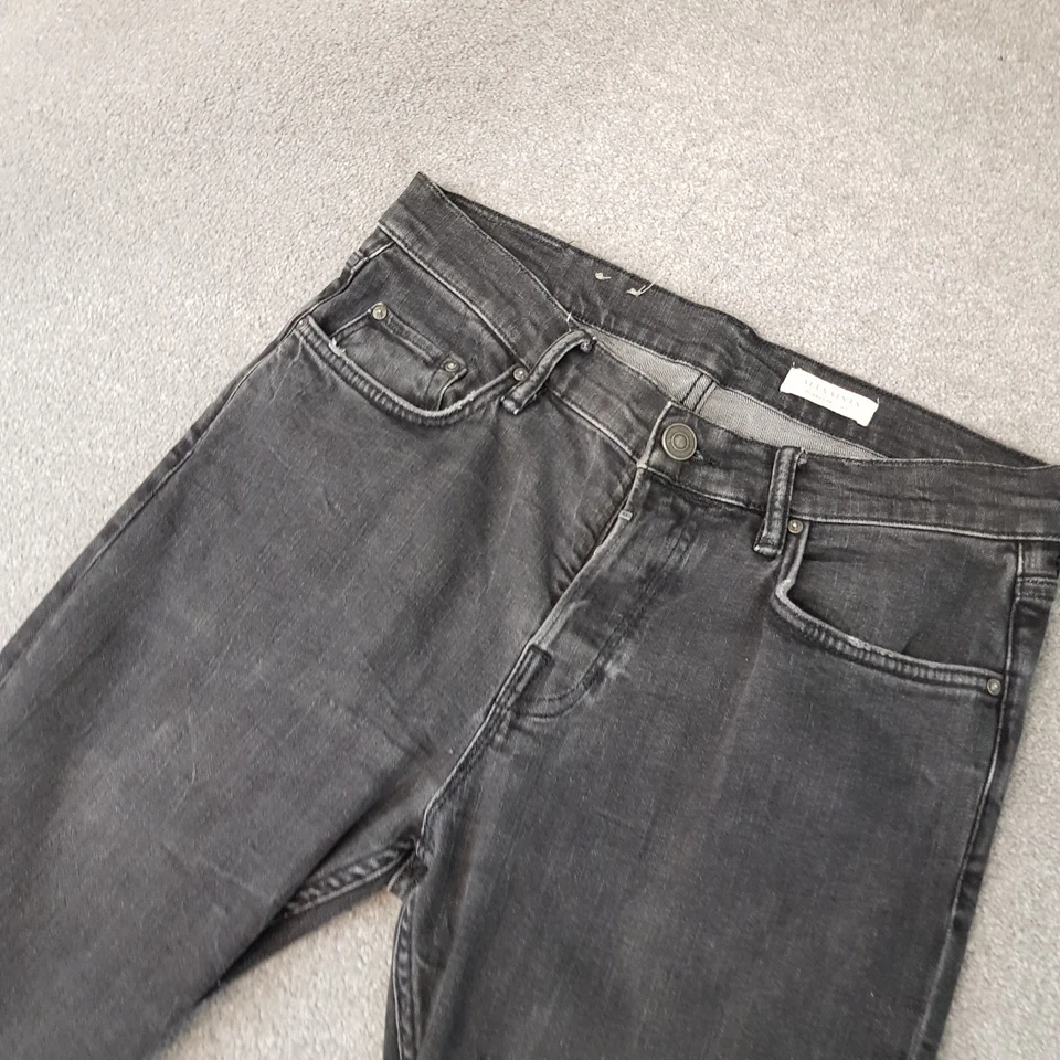Pantalones de mezclilla ajustados All Saints para hombre 31x31 negros cigarrillo botón mosca W31 L31 Foto 2 de 4