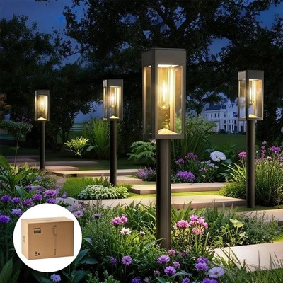 Philips 8 Packs Solar Pathway Lights Outdoor, Glass Metal Led Garden Landscape L