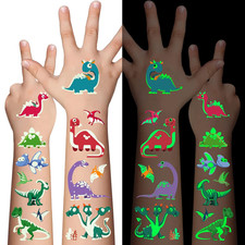 Dinosaur Glow Temporary Tattoos for Kids,Dinosaur Theme Luminous Tattoos Sticker