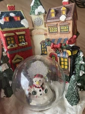 Bronco Winter Christmas Village Water Snow Globe Christmas Decor snowman