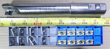SECO extend coolant thru indexable end mill 1" dia X 5" reach X 8" OAL 16 insert