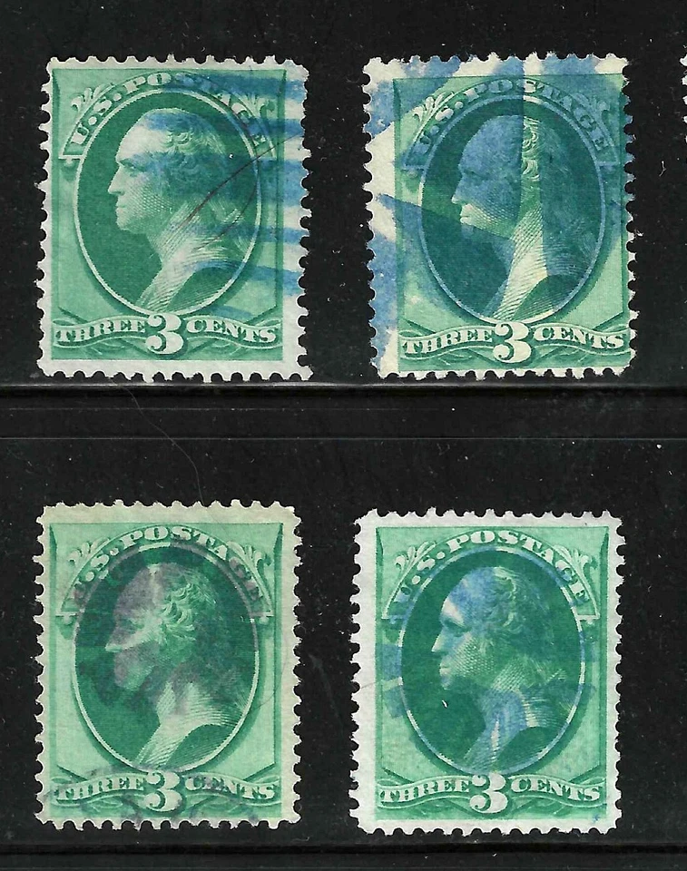 Purple Fancy Cancels Collection 19th Century 3 Cent Washington Banknotes US 1A74 - Image 2 of 3