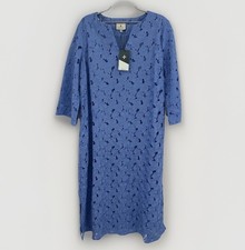 Tuckernuck Riviera Blue Jamie Midi Dress size XL V-Neck Floral Lace Eyelet NWT