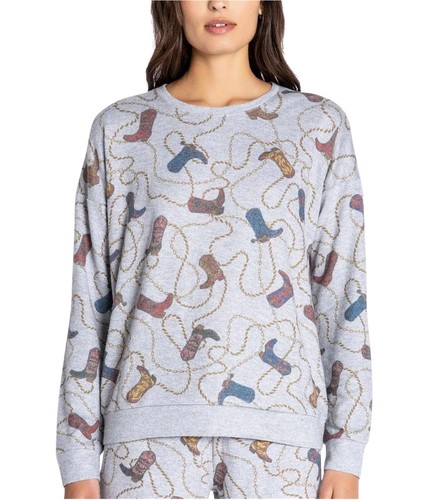 P.J. Salvage Womens Boots And Ropes Pajama Sweater, Grey, Plus Size, 2X