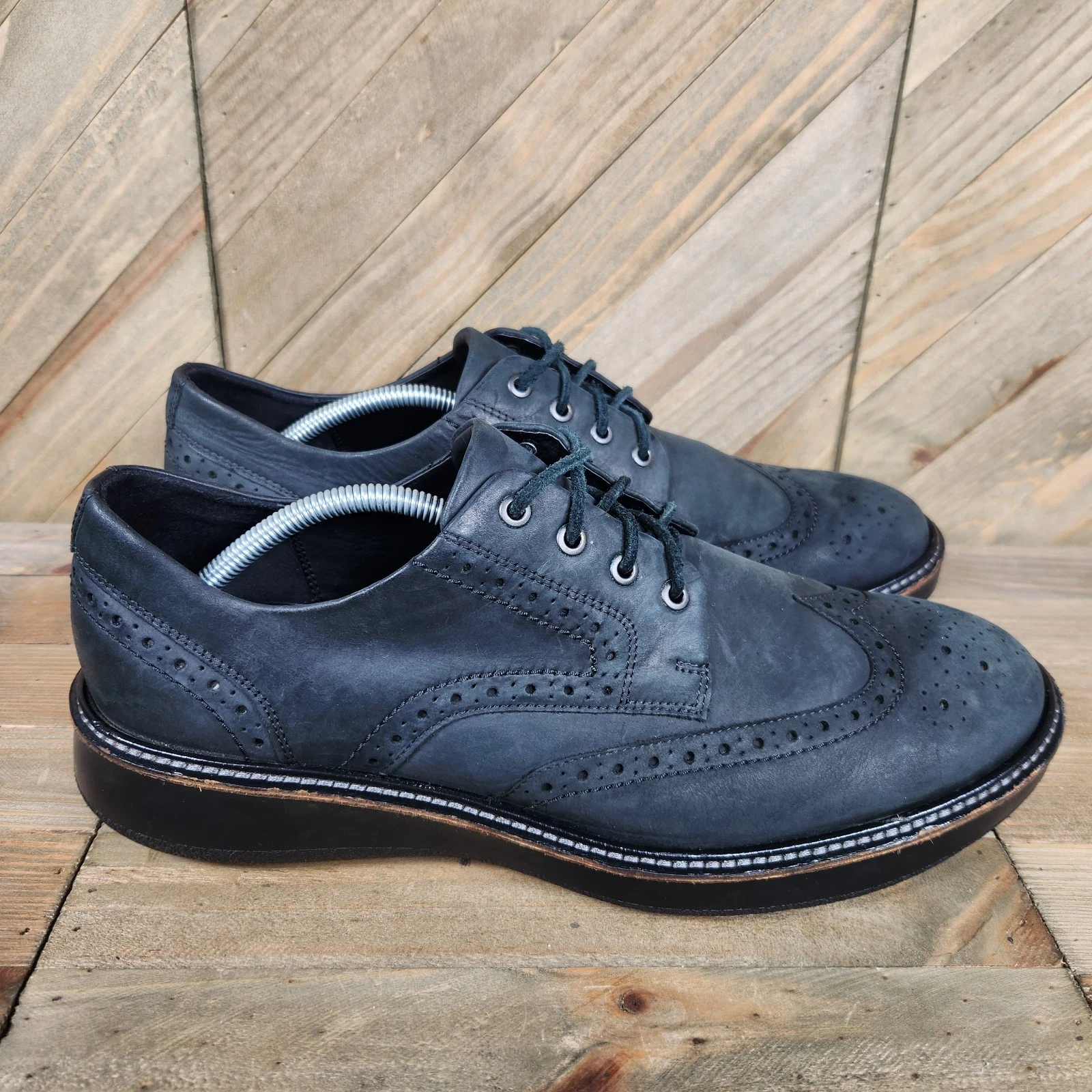 Scarpe eleganti ECCO Aurora cravatta Oxford a coda di rondine da uomo in pelle scamosciata taglia 12 nere