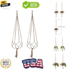 Set of 2 Large 48-Inch Macrame Plant Hangers for Indoor/Outdoor Elegance