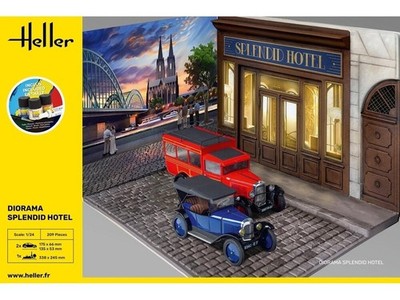 Heller - Diorama Splendid Hotel + 2 Autos (Citroen 5Cv Trefle und Citroen C4 ...