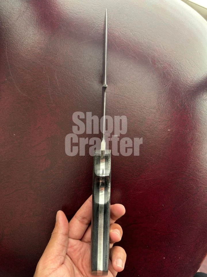 Cuchillo Rastreador Forest Lino Negro Mango Micarta Funda 62 HRC D2 Herramienta Acero Foto 3 de 4