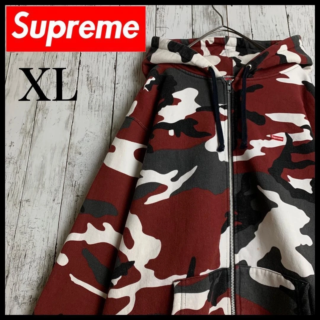 Rare sweat à capuche zippé taille XL Supreme Small BOX logo motif total 2538