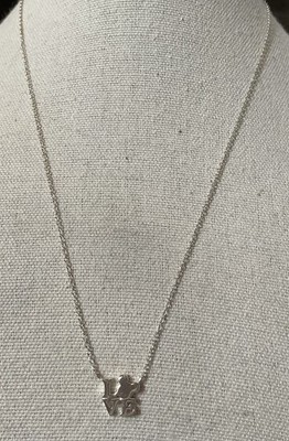 Sterling Silver Mickey Mouse Love Necklace 18'' Adjusts Shorter Petite