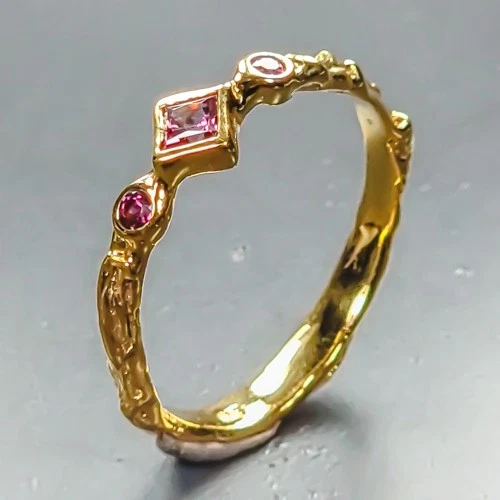 Vintage ring Natural Rhodolite Ring 925 Sterling Silver Size 7.25 /R462089