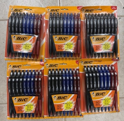 Lot 6 Packs Of 18 108 BIC BU3 Grip Retractable Ball Pens 1.0 mm Assorted Colors