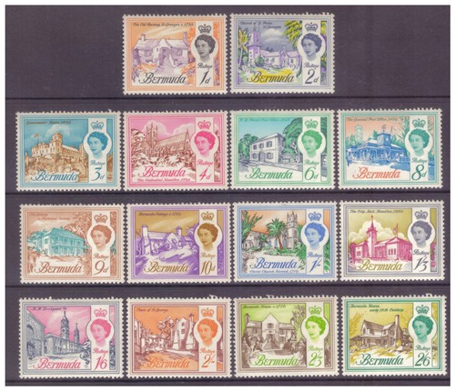 Bermuda QEII 1962-1965 Architecture set to 2/6d (no 5d) MM/MH SG163-176 (no 167)