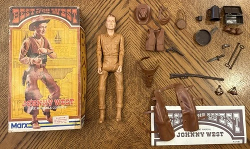 Vintage Marx Johnny West Best Of The West Movable Cowboy Box & Accessories