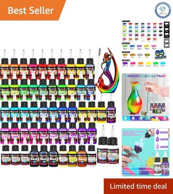 54-Color Airbrush Paint Set with Thinners - Water-Based for All Surfaces