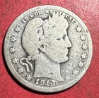 1913 US Barber SILVER Quarter "Philadelphia" Mint! Low Mint! KEY DATE! 485K!