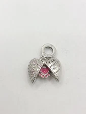 Sterling Silver Paw Prints on My Heart Dangle Charm S925
